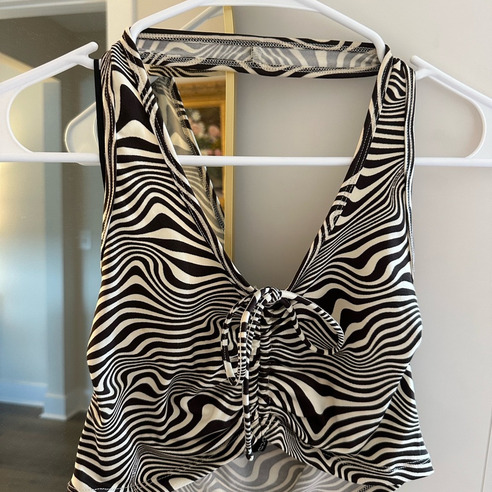 Brown & Whte H&M Halter Top